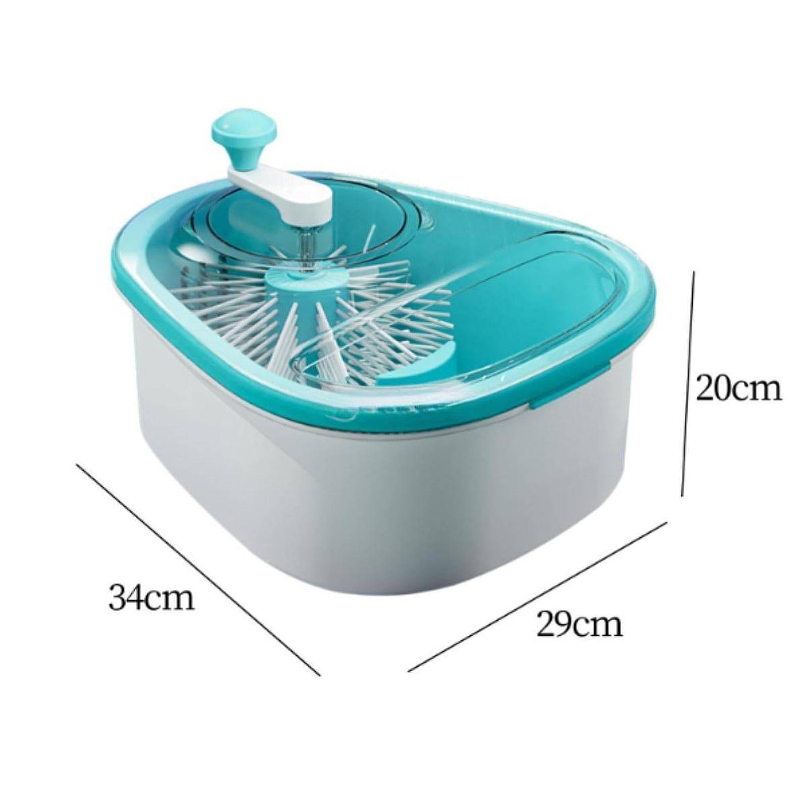 LOVIVER Waschkorb Frucht Waschmaschine Scrubber, Küchengeräte, groß, ohne nasse Hände, Kurbel Design Fruchtkolander multifunktional, Blau