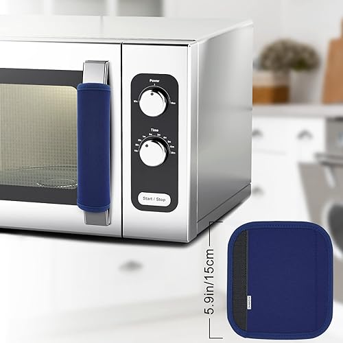 Vista 76 de 5 piezas de cubierta de manija de puerta de refrigerador, lavable para electrodomésticos de cocina, nevera, horno, microondas, lavavajillas, Cian