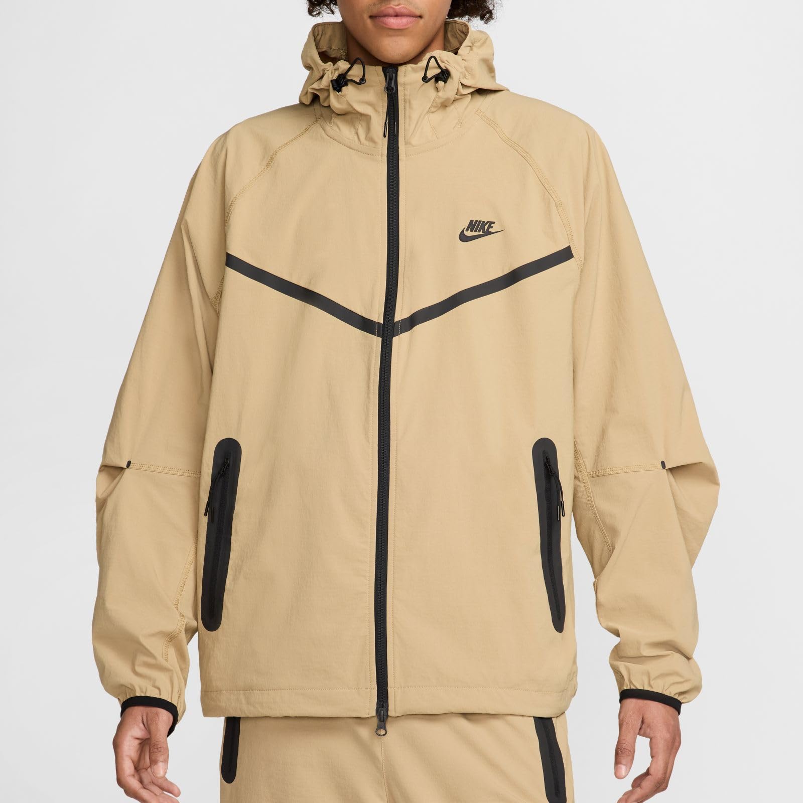 Nike Tech Men's Woven Jacket (Parachute Beige/Parachute Beige/Black, HM7151-297) Size X-Large