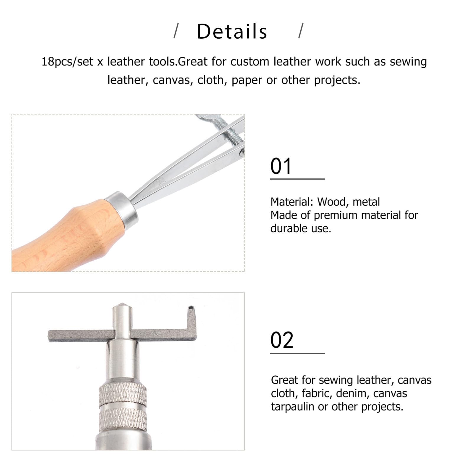 18 Piezas Kit de Herramientas de Cuero para Principiantes