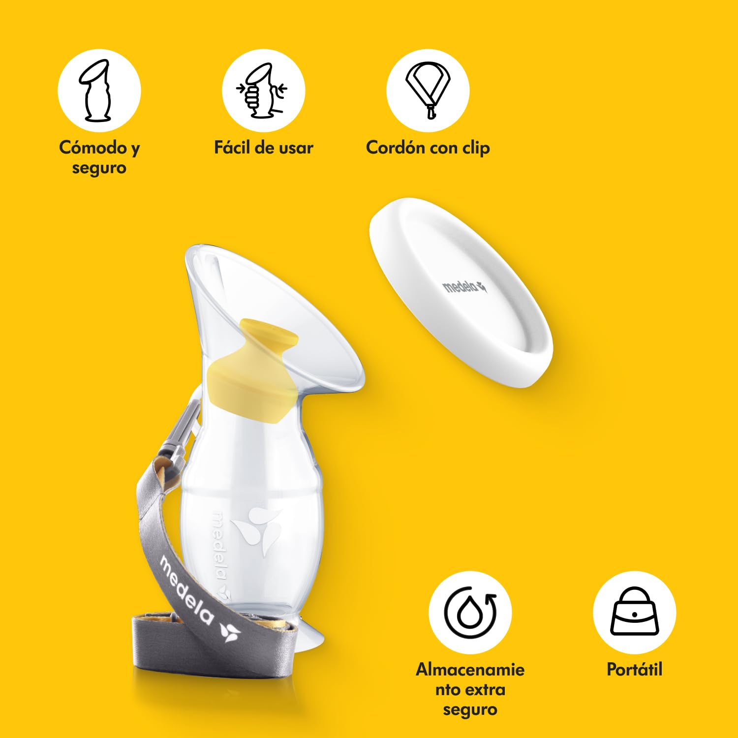 Medela Colector de Silicona para Leche Materna, Copa de Leche Materna con Base de Succión y Tapa para Almacenar Leche, Adecuado para un uso Diario