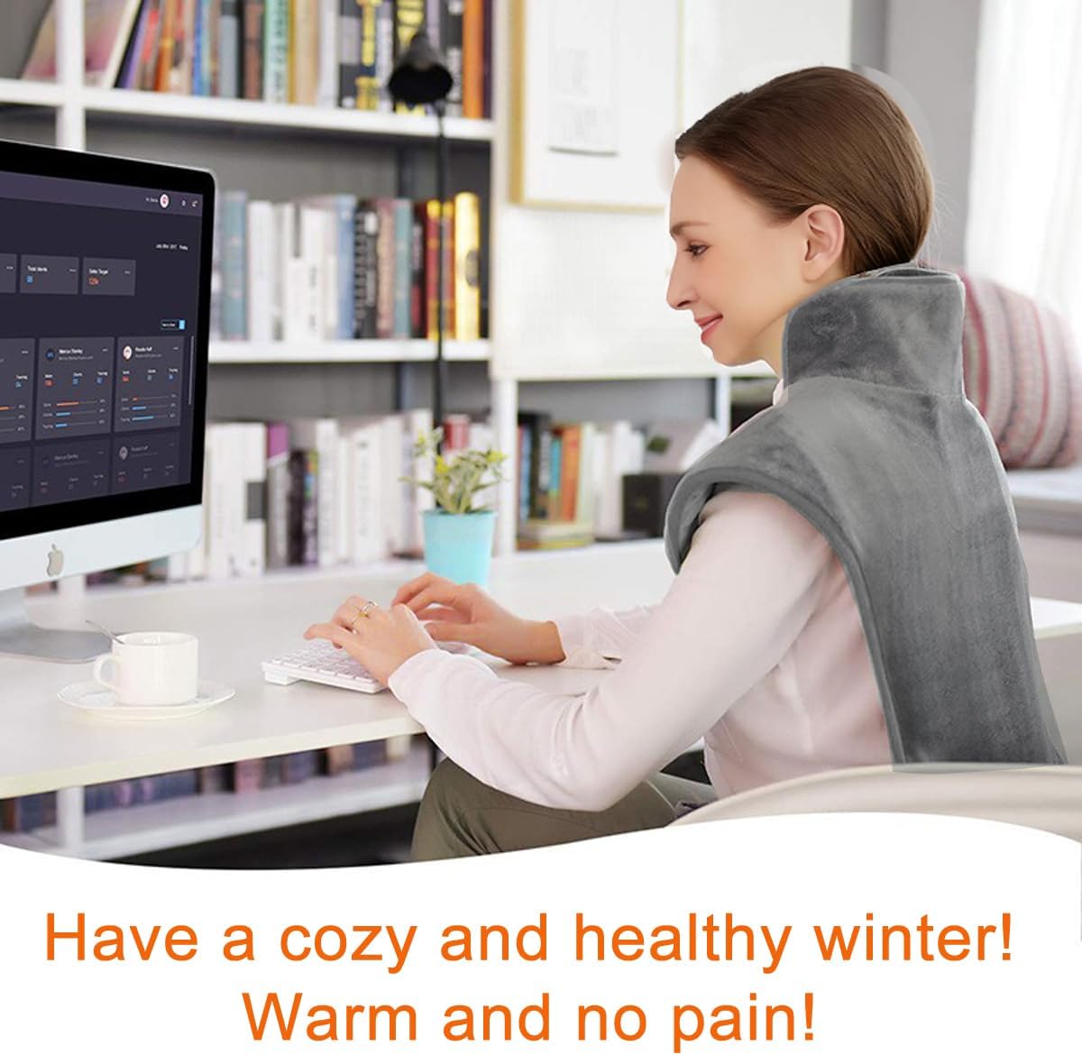 Heating Pad for Neck Shoulders Back Pain Relief, Birthday Christmas Gifts for Women Men Mom Dad Elderly, 24"x37" Electric Large Heat Pad with 6 Heat Settings 4 Timers, ETL Certified (Grey) - Image 9