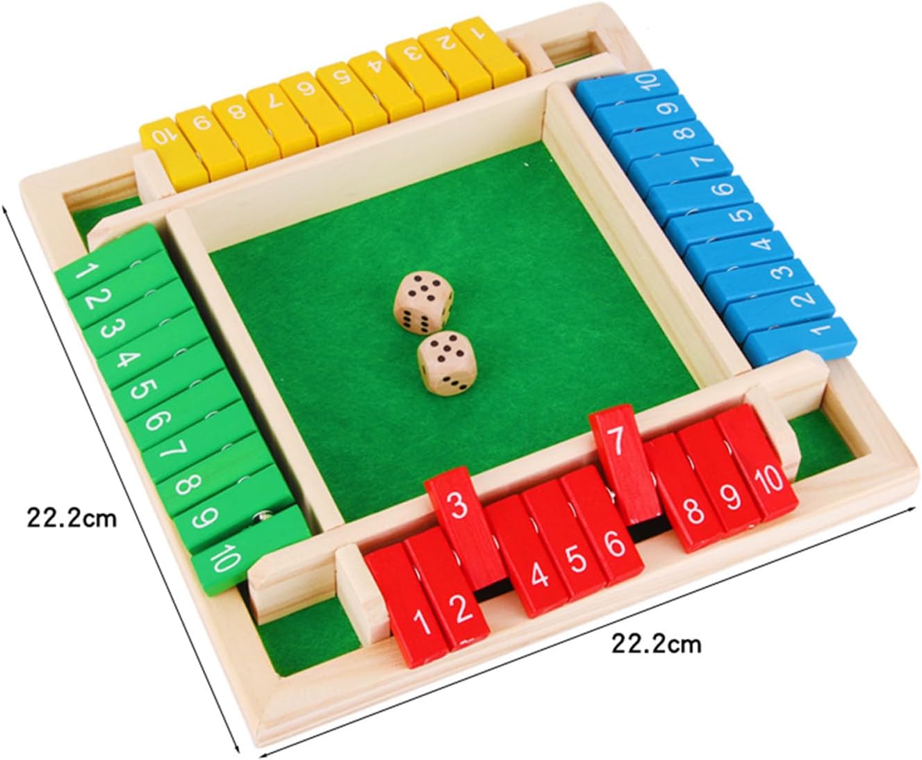 Shut The Box Game Wooden, Shut The Box Game 4 Player, Educational Wooden Dice for Classroom and Home Entertainment (Multicolor)