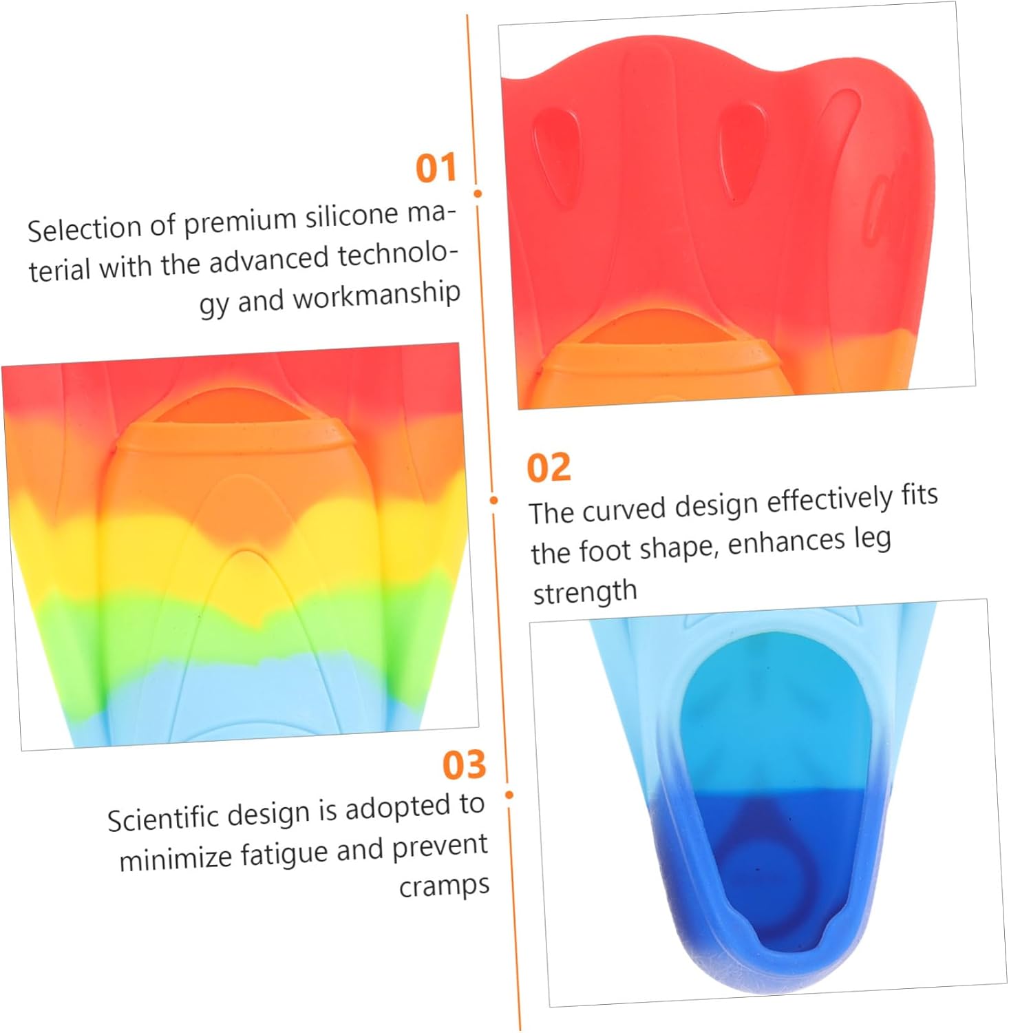 Flexible Silicone Swim Flippers Lightweight Portable Diving Fins for Boys Beginners Training Pool and Sea Snorkeling