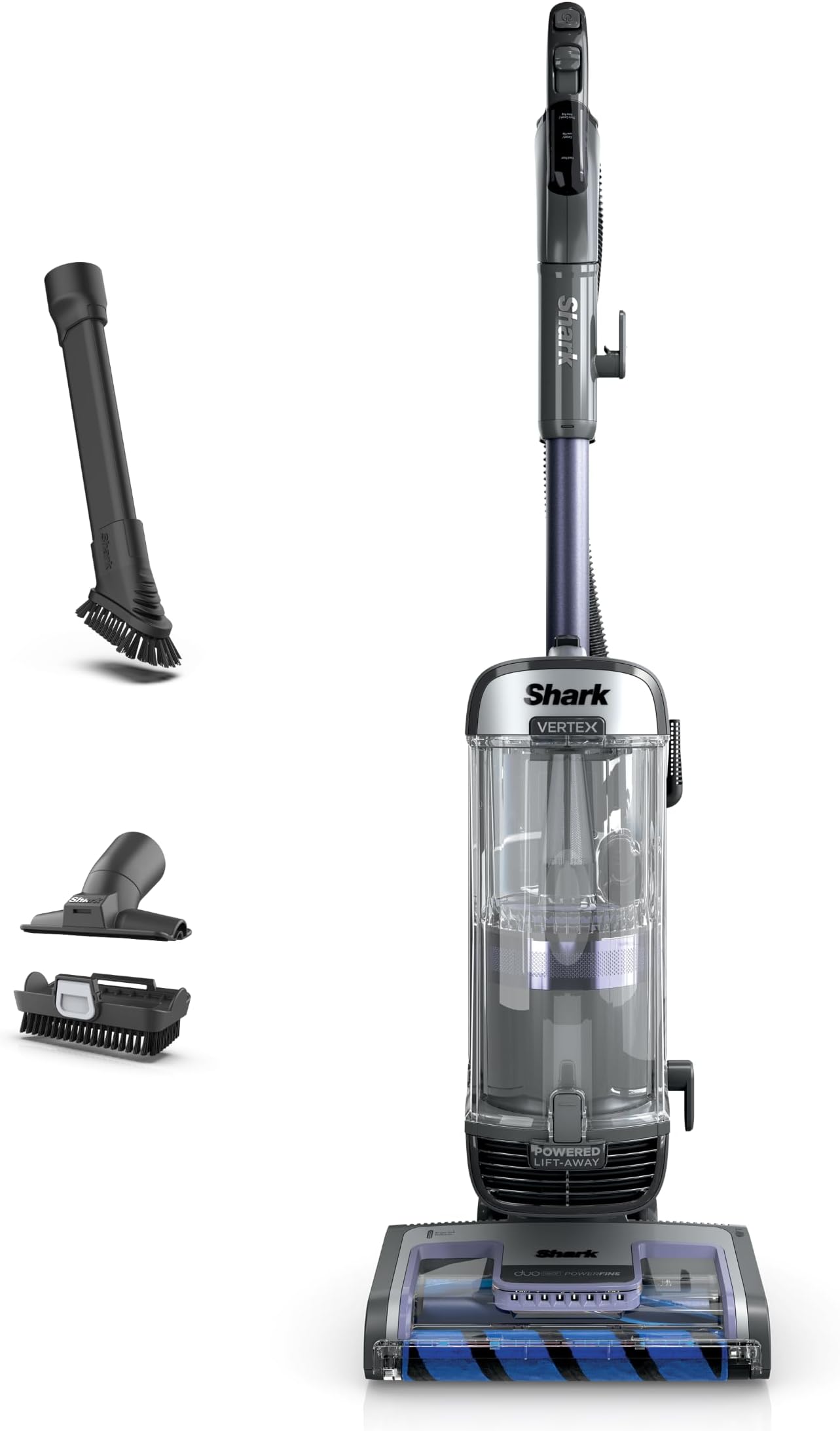 Shark AZ2001AMZ Vertex DuoClean PowerFins Upright Vacuum, with Powered Lift-Away & Self-Cleaning Brushroll, Dark Lilac, 1 qt Dust Cup
