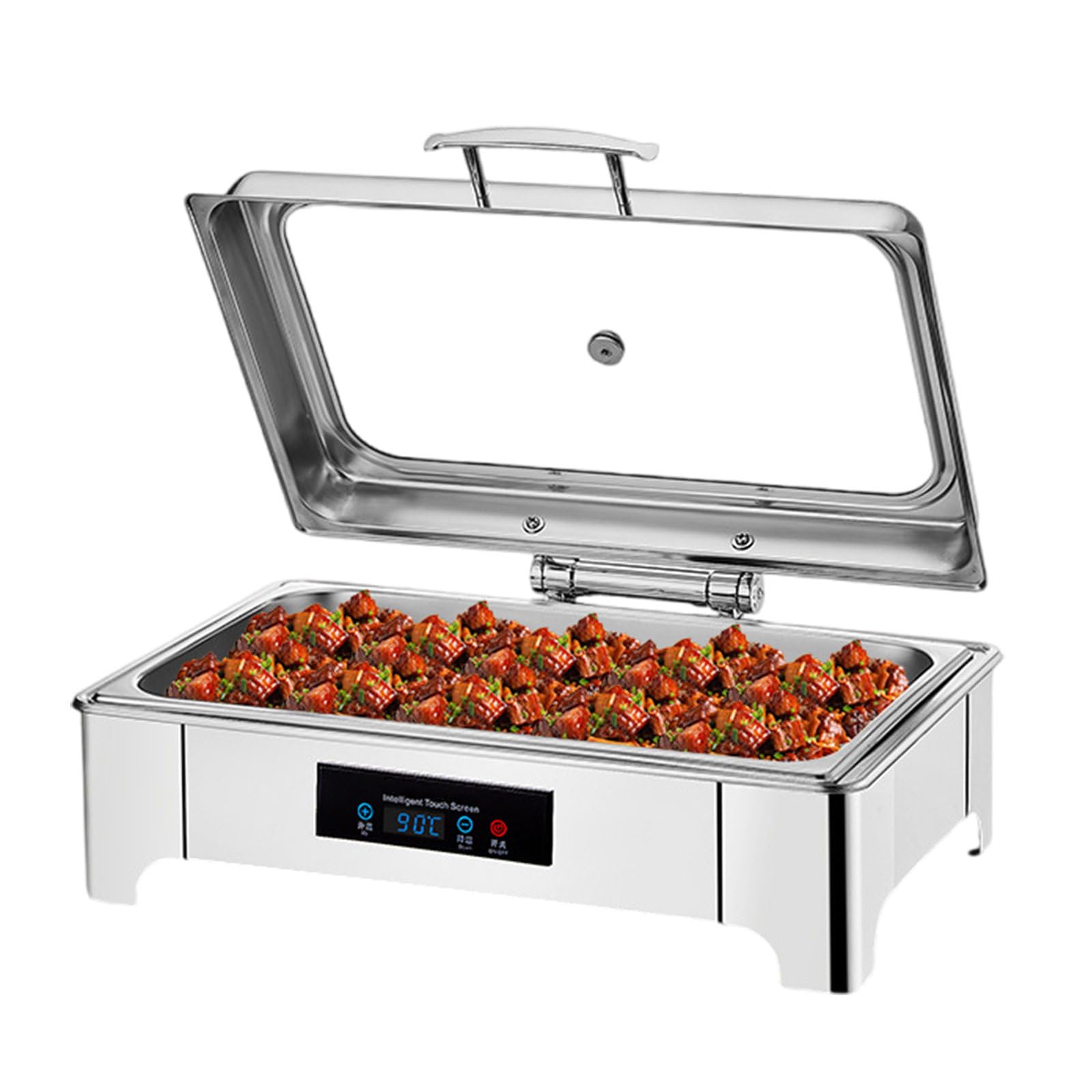 AYCDL Buffet Servers Warmers with LED Display, Stainless Steel Hot Food Warmers for Commercial, Family Gathering, Outdoor Camping,3grids,1grids