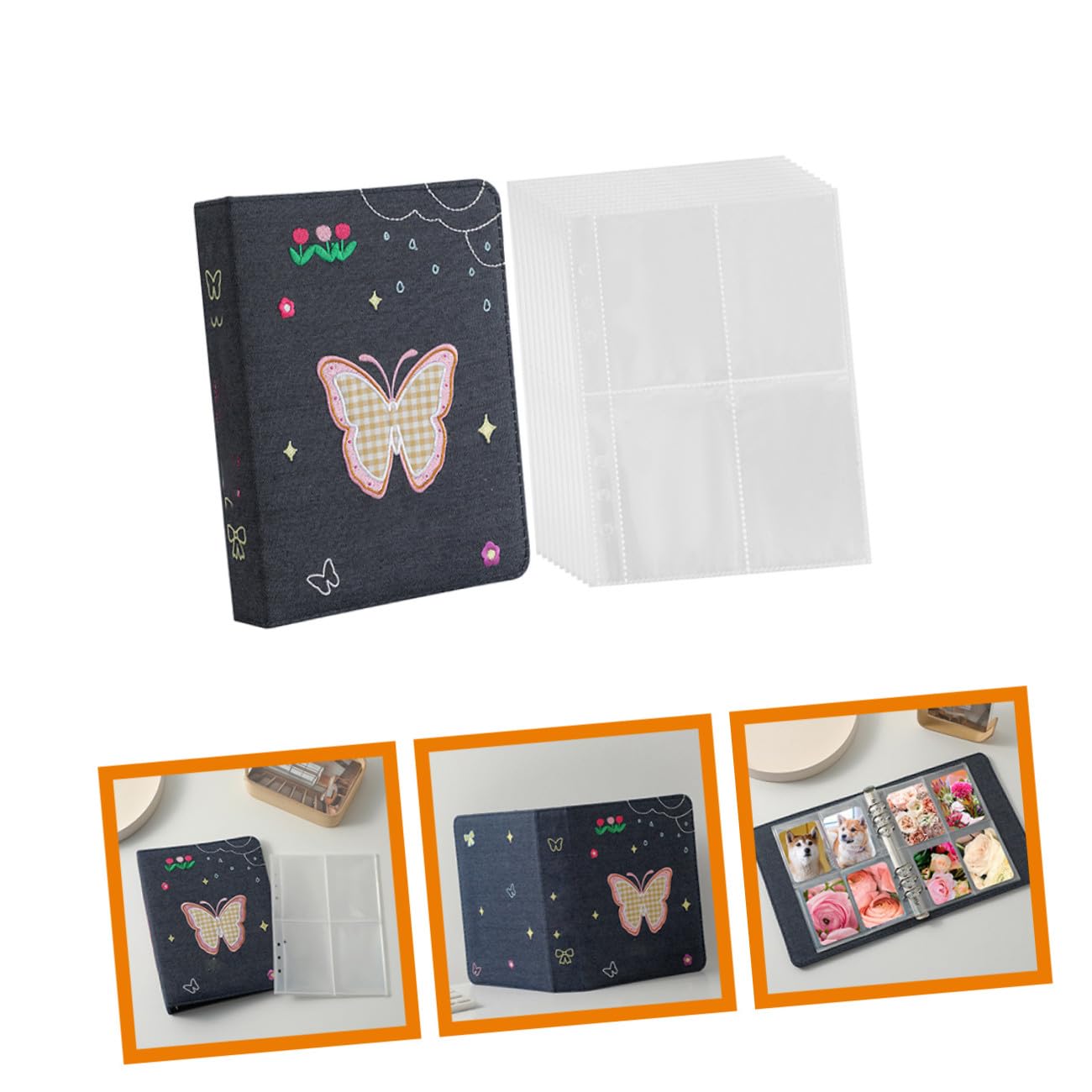 OUNONA 5 Set Album Fotografico Portatile per Carte e Foto Raccoglitore Decorativo con Copertura e Pagine Quadruple per Speciali