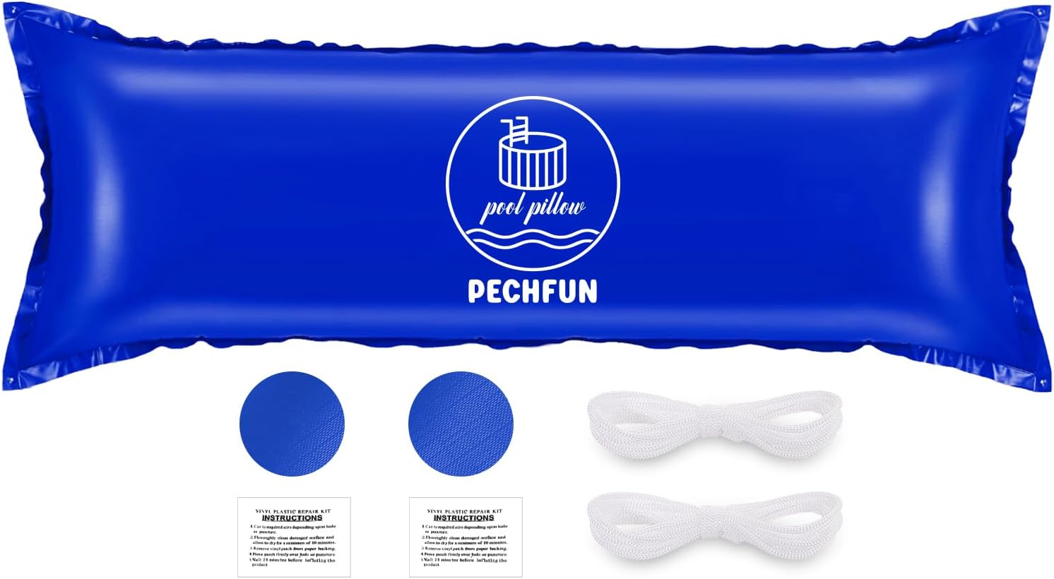Pool Pillows for Above Ground Pools - 4 x 15 ft Pool Air Pillow for Winterizing Closing, Swimming Pools Winter Protection for Cold-Resistant, Inflatable Cover Pillow with 2 Ropes
