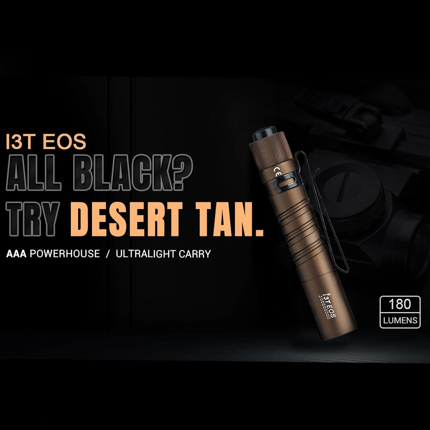 OLIGHT I3T EOS 180 Lumens Dual-Output Slim EDC Flashlight for Camping and Hiking, Tail Switch Flashlight with AAA Battery