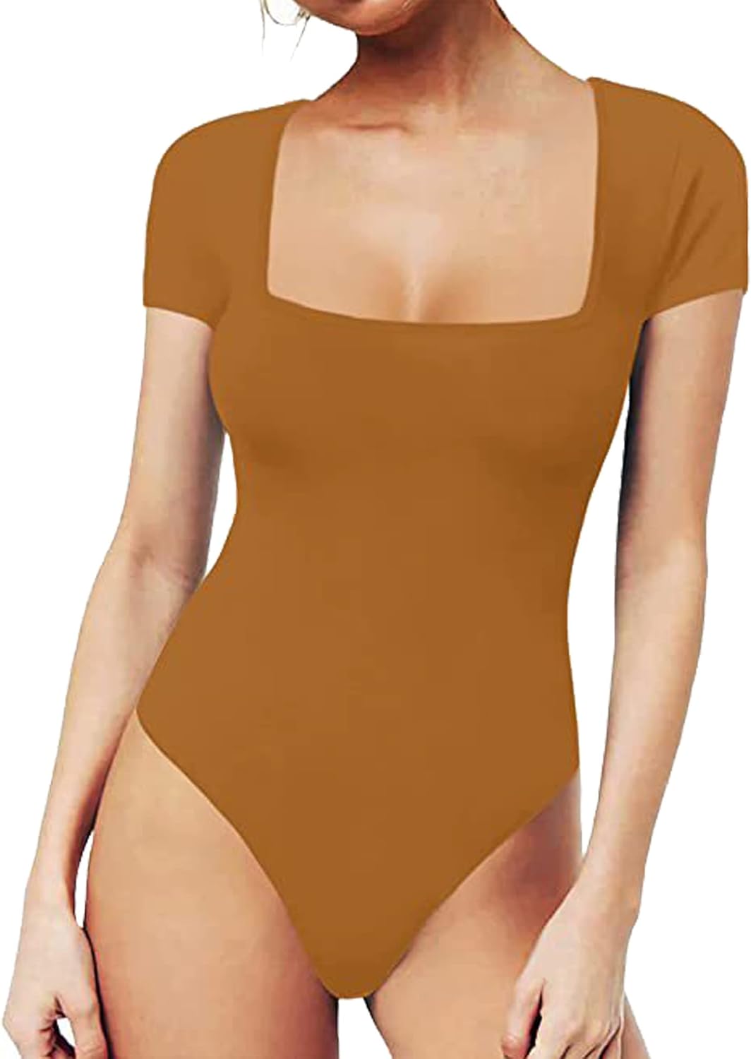 Body Donna Scollatura Squadrata Sexy - Maniche Corte Eleganti In Poliestere Ed Elastan - Foto 9