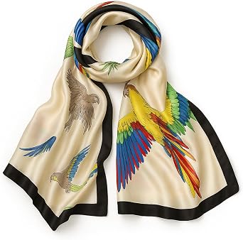 LONDON Scarf for Women Lightweight Large Fashion Scarf, Floral Shawl Wrap for Spring Summer, Satin Silky Feel Versatile Neck Shoulder Wrap Gift