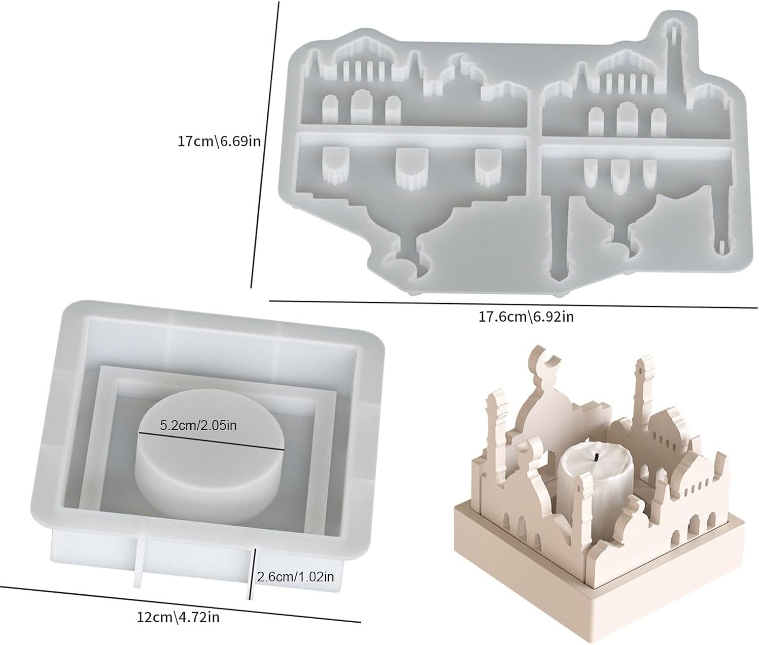 ティーライト キャンドル モールド &ndash; 17.6x17cm シリコン ノンスティック |ハウス形状のイージーリリース鋳造 | DIY