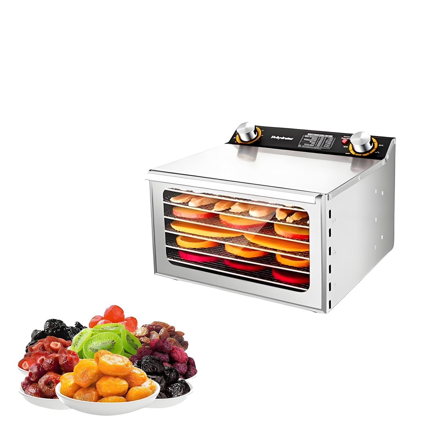Stainless Steel Food Dehydrator Machine, Dryer Machine, Food Dryer With Timer Control & Adjustable Thermostat, Food Dehydrator For Dehydrating Jerky, Fruits, Meat, And Herbs(6 layer)