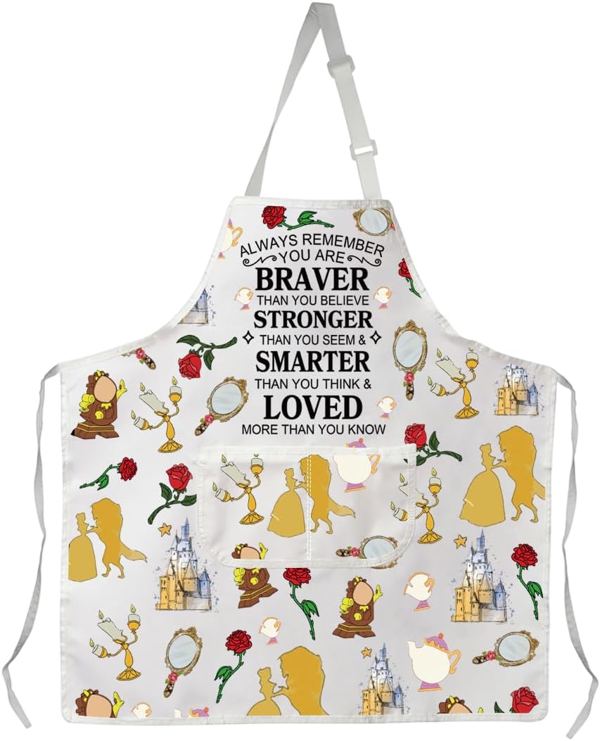 WSNANG Beauty Movie Inspired Gifts Belle Rose Apron Princess Belle Lover Gift Fairy Tale Gift Beauty Movie Merchandise