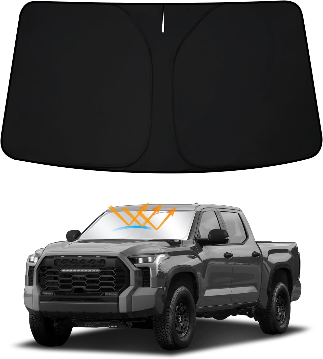D-Lumina Winshield Sun Shade for to-yota Tundra 2022 2023 2024 2025, Foldable Front Sun Shield Protector Blocks UV Rays, Truck Window Sunshade Sun Visor Interior Accessory