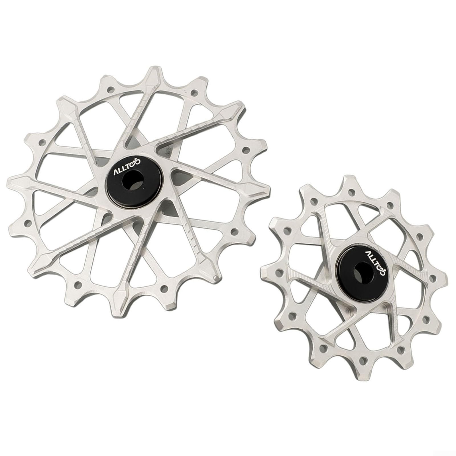 Lot de 2 poulies de dérailleur arrière de vélo, 12T + 16T, roulement à billes pour Sram, 67,4 x 7,5 mm, alliage d'aluminium, 16T est une roue étroite et large