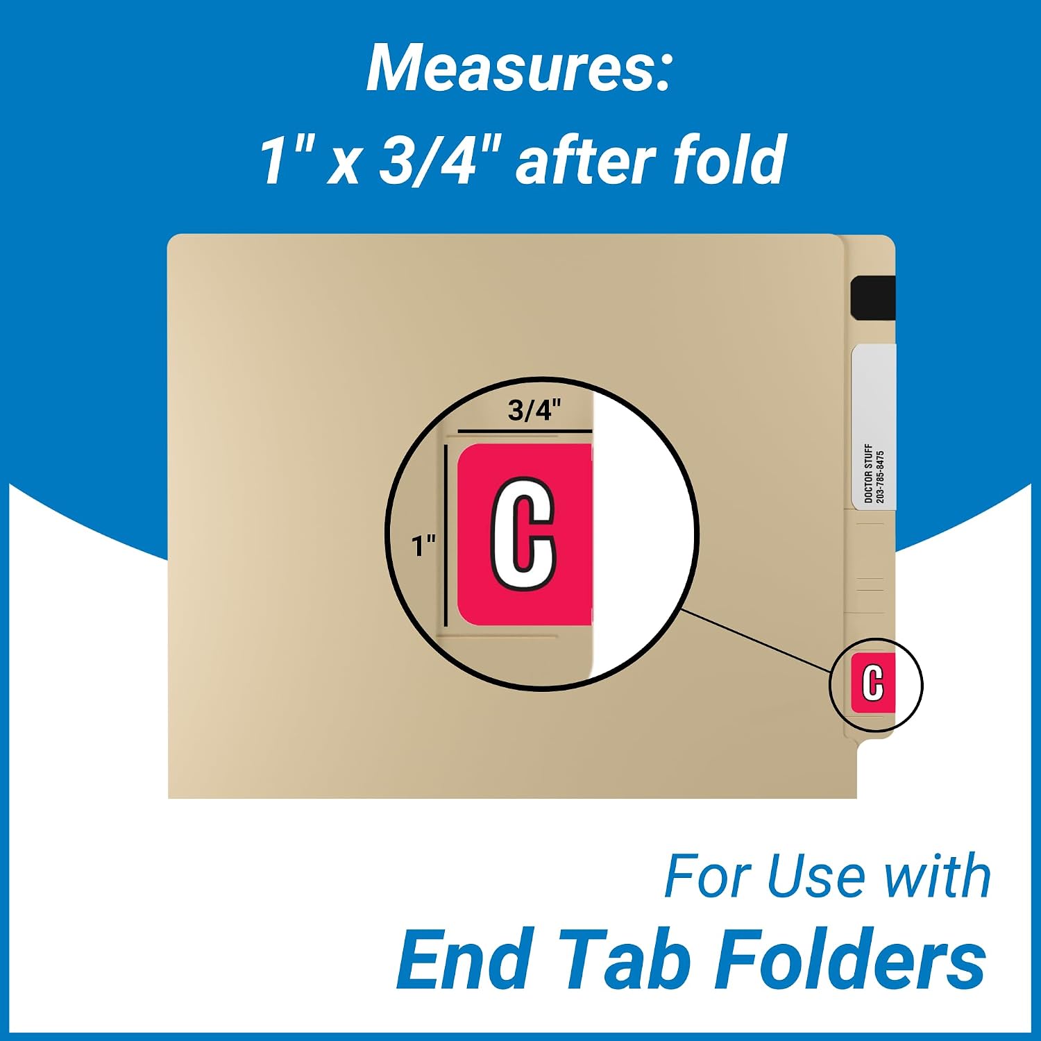 Doctor Stuff - File Folder Labels, Alphabet Letter C, PMA Alpha - PMPK Series Compatible Alpha Stickers, Red, 1" x 1-1/2", 225 Labels per Package