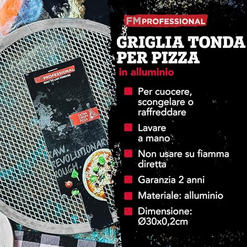 FMprofessional Stampo Tondo Forato per Pizza ø30 cm Cottura Uniforme e Croccante Versatile per Scongelamento e Raffreddamento, in alluminio Facile da Pulirea a mano Linea Professionale - immagine 5