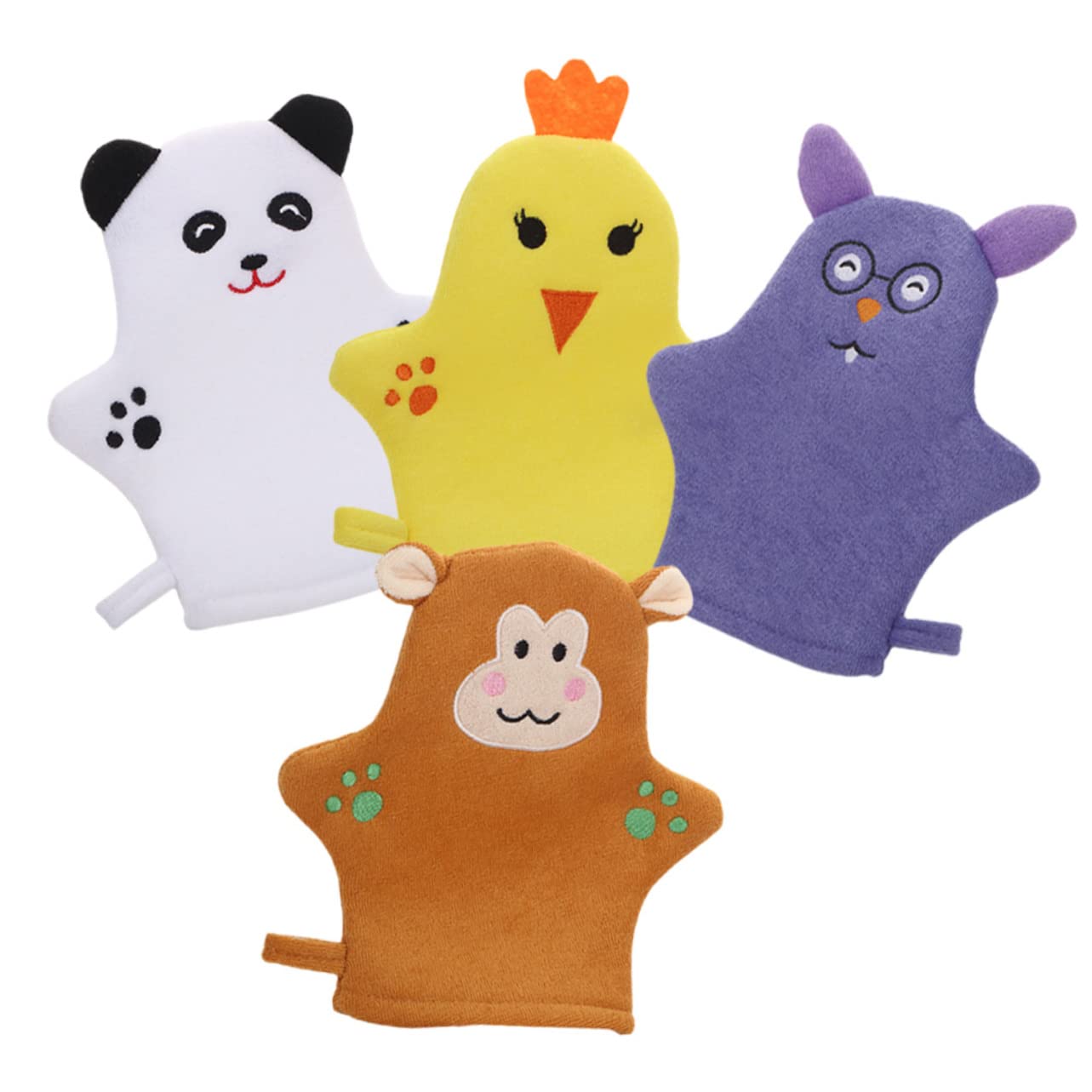 COLLBATH Juego De 3 Guantes De Baño Con Dibujos Animados Para Niños Con Forma De Animales Suaves Y Exfoliantes 4 Unidades X 3