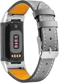 Kompatibel mit Fitbit Charge 6/Charge 5 Armband für Damen und Herren, echtes Leder, verstellbares Sportarmband, Ersatzarmband für Charge 6/Charge 5 Tracker, klein und groß