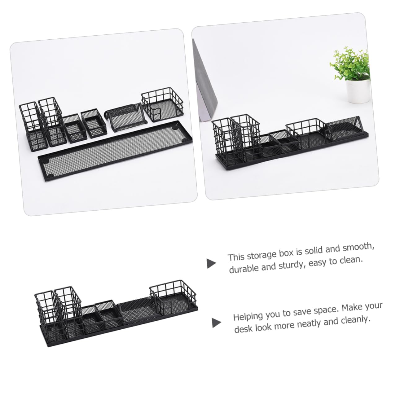 Portapenne Da Scrivania in Metallo Set 7 Pezzi, Contenitore Per Matite Grande Capacità Scomparti Separati, Organizer Multifunzione Resistente Allo Sbiadimento Per Ufficio e Casa
