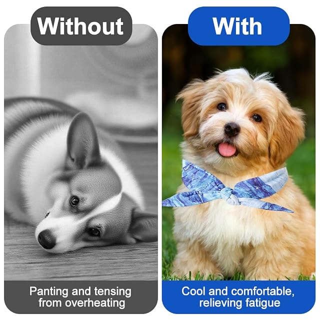 Foto 4 de 7 de SDFWGG 2 Piezas Pañuelo Refrescante para Perro Tipo Bandana Collar Refrigerante Bandana de Enfriamiento…