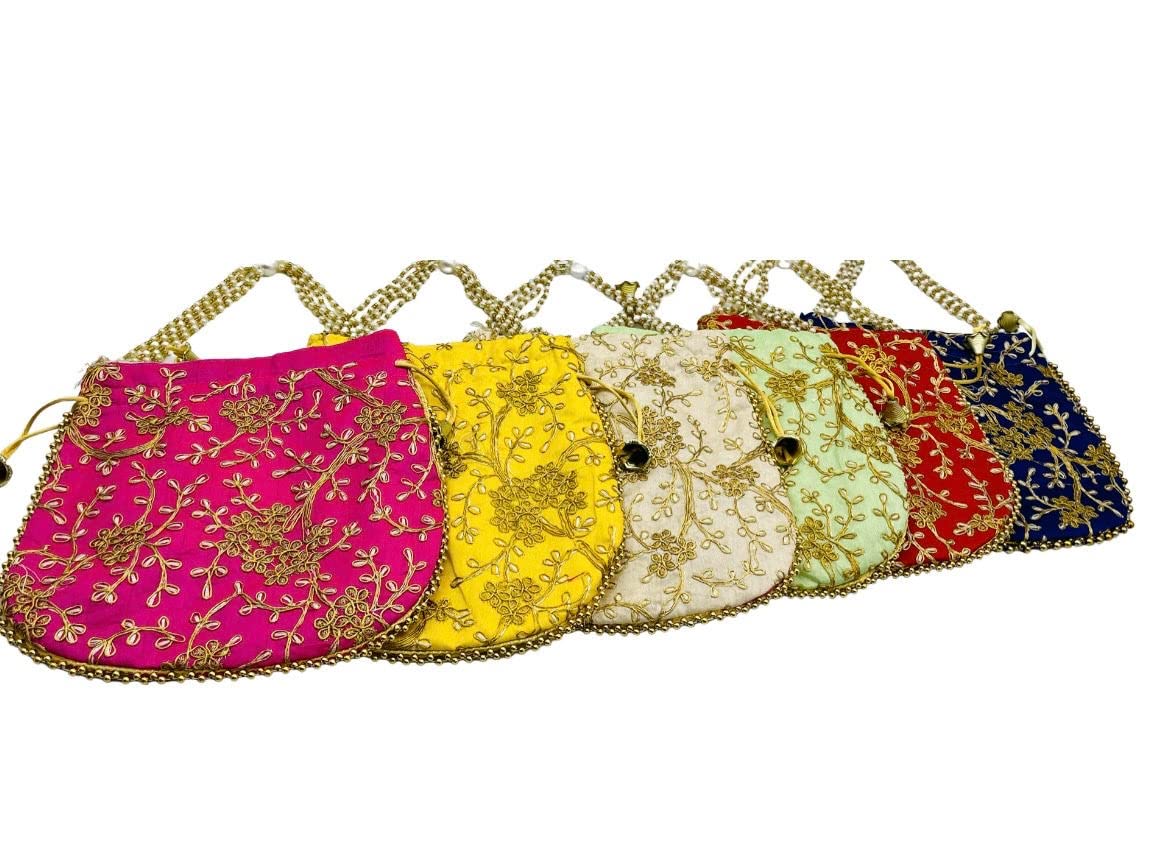 Ankit Traders Colorful Embroided Moti Handle Pattern Royal Batwa Bag Bridal Purse Women handbag Shagun Pouch Return Gifts (pack of 40) (B0BCGCRQ19) Amazon Price History, Amazon Price Tracker
