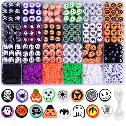 BBita 1480pcs Halloween Polymer Clay Beads Charms Friendship Bracelet Necklace Earring Jewelry Making kit Accessories for Arts Crafts DIY Birthday Gifts for Women Girls