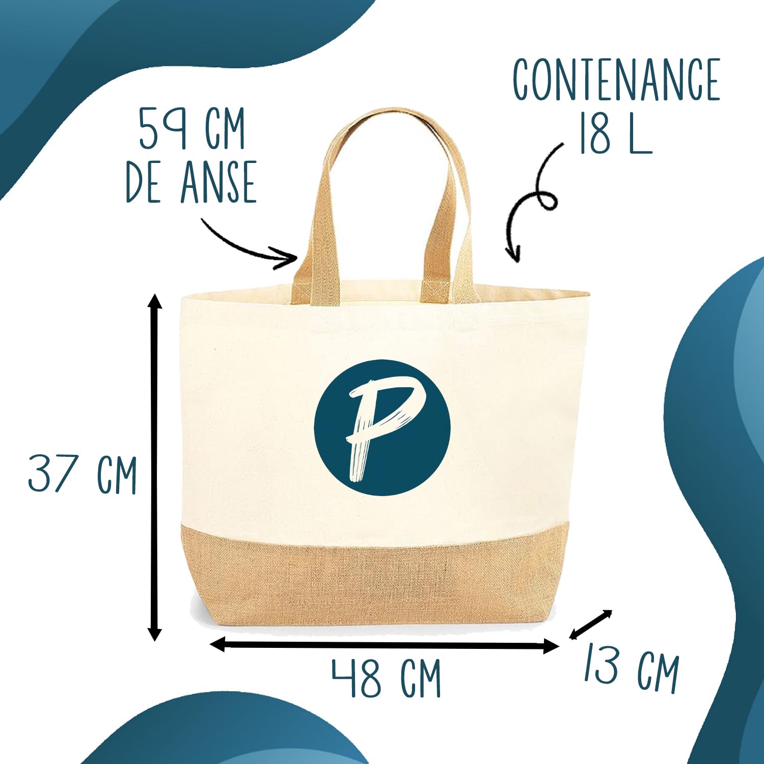 Planetee Sac Maman d’Amour | Grand Cabas en Toile de Jute pour Courses ou Sorties, Idéal Plage, Cadeau Original pour Maman, Anniversaire ou Fête des Mères