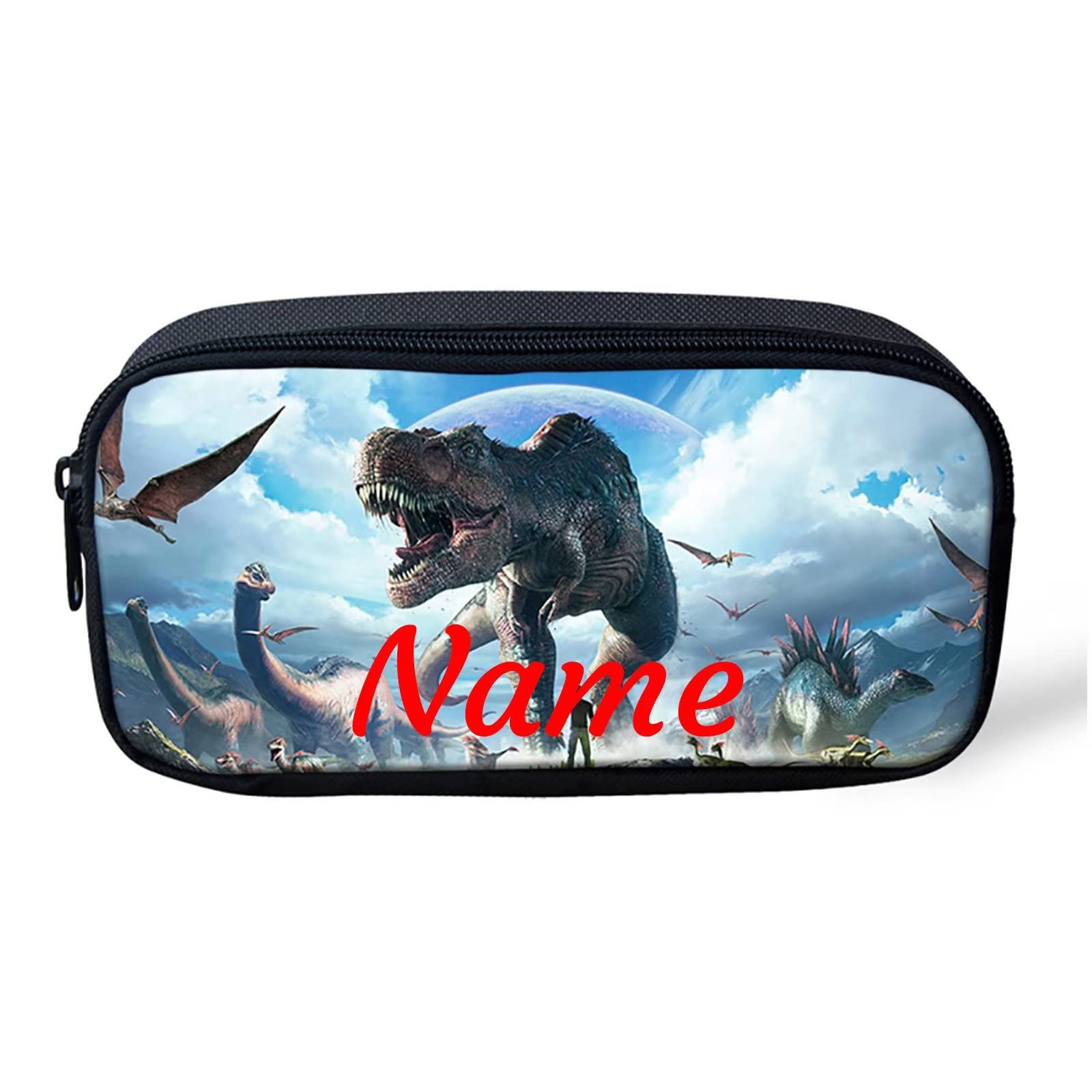 Belidome Dinosaur Pencil Case with Text or Name Durable Zipper Pen Organizer Bag