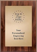 Crown Awards Custom Logo Wood Plaque Award, 8"x10" Metallix Wood Plaque Personalized with Gold Plate