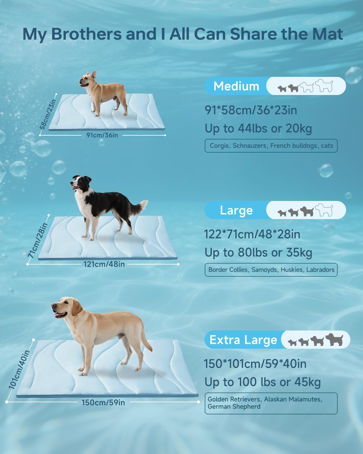 BABTGREAT Tapis rafraîchissant pour chien – Tapis rafraîchissant réversible pour chiens de taille XL, lavable et non toxique – Tapis rafraîchissant d'été 2.0 pour cage, niche, canapé, sol, extérieur