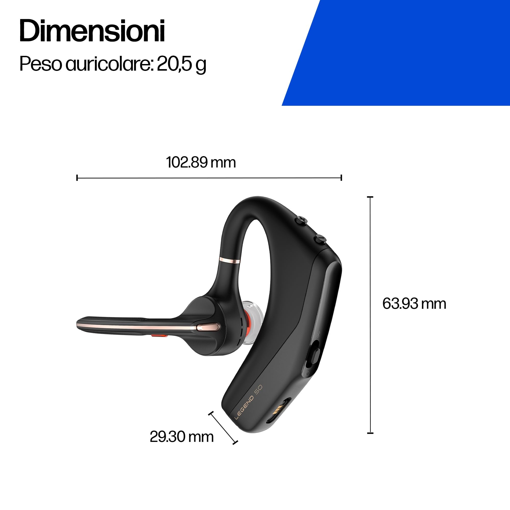 Poly Voyager Legend 50 Headset AV4N9AA con microfoni a cancellazione del rumore, tecnologia WindSmart e design ergonomico