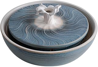 Decor Indoor Desktop Fountain Ceramic Flowing Water Mini Office Desktop Fortune-Making Decoration Tabletop Fountains (Blue)