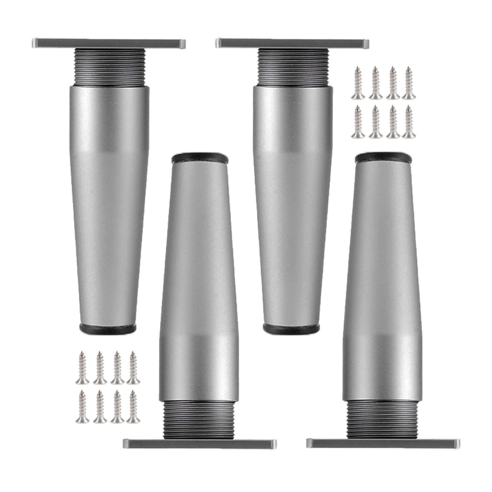 FCXURKOD Adjustable 4 Pcs Metal Furniture Legs 0-15mm Height Replacement Feet for Kitchen Cabinets DIY Nightstands Sofas Couches Tables Chairs Ottomans - Grey (20cm/7.87in)