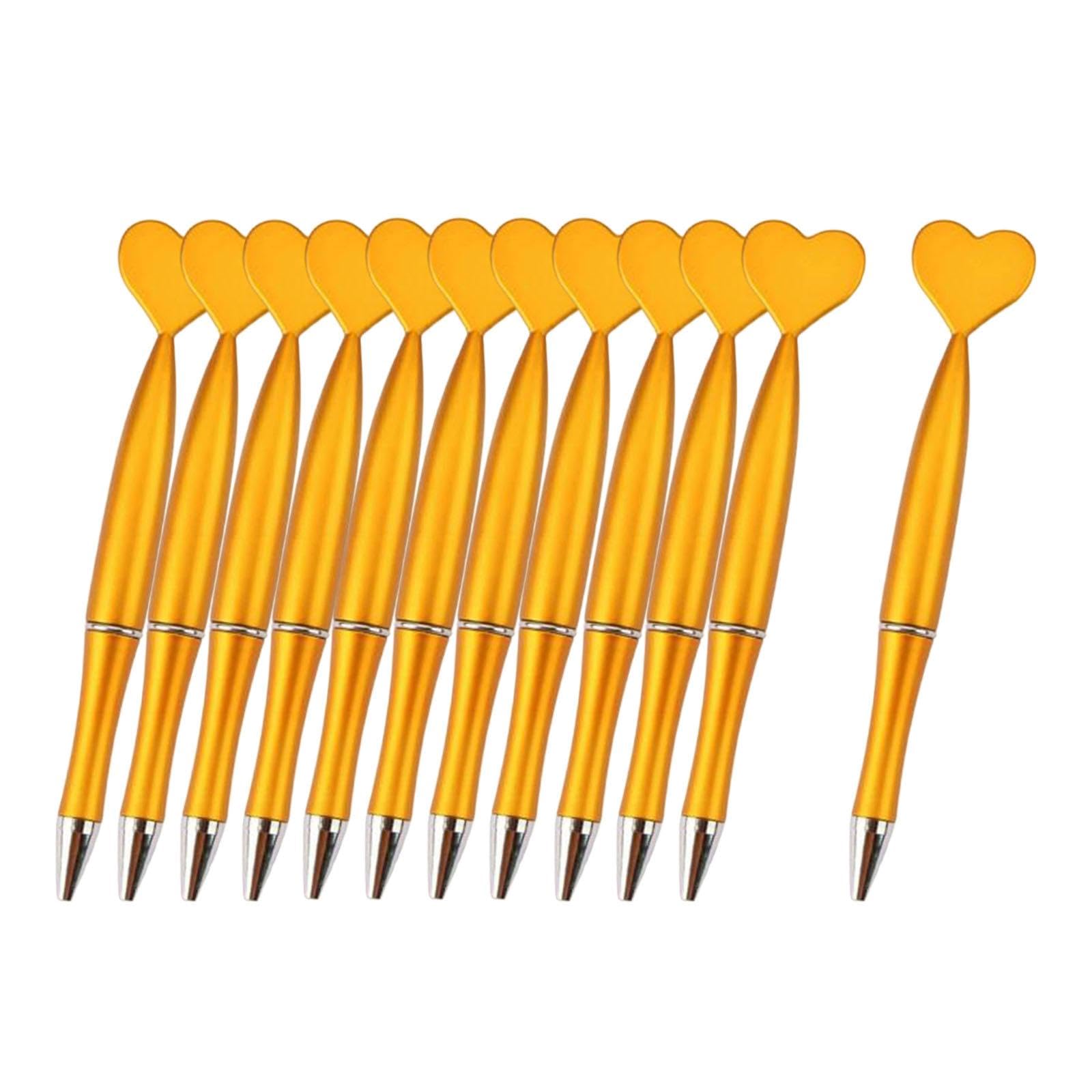 Colcolo 12Pcs Valentine's Day Heart Shaped Pens Ballpoint Pens Sturdy Black Ink for Party Supplies Scrapbooking Diaries Notes Office, Gold