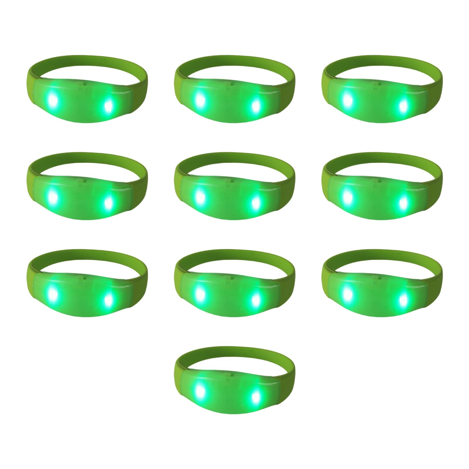 Uqezagpa Pack of 10 Voice Activated Glowing Bracelets Colorful Silicone Wristbands Flashing Light Up Bangles Accessory