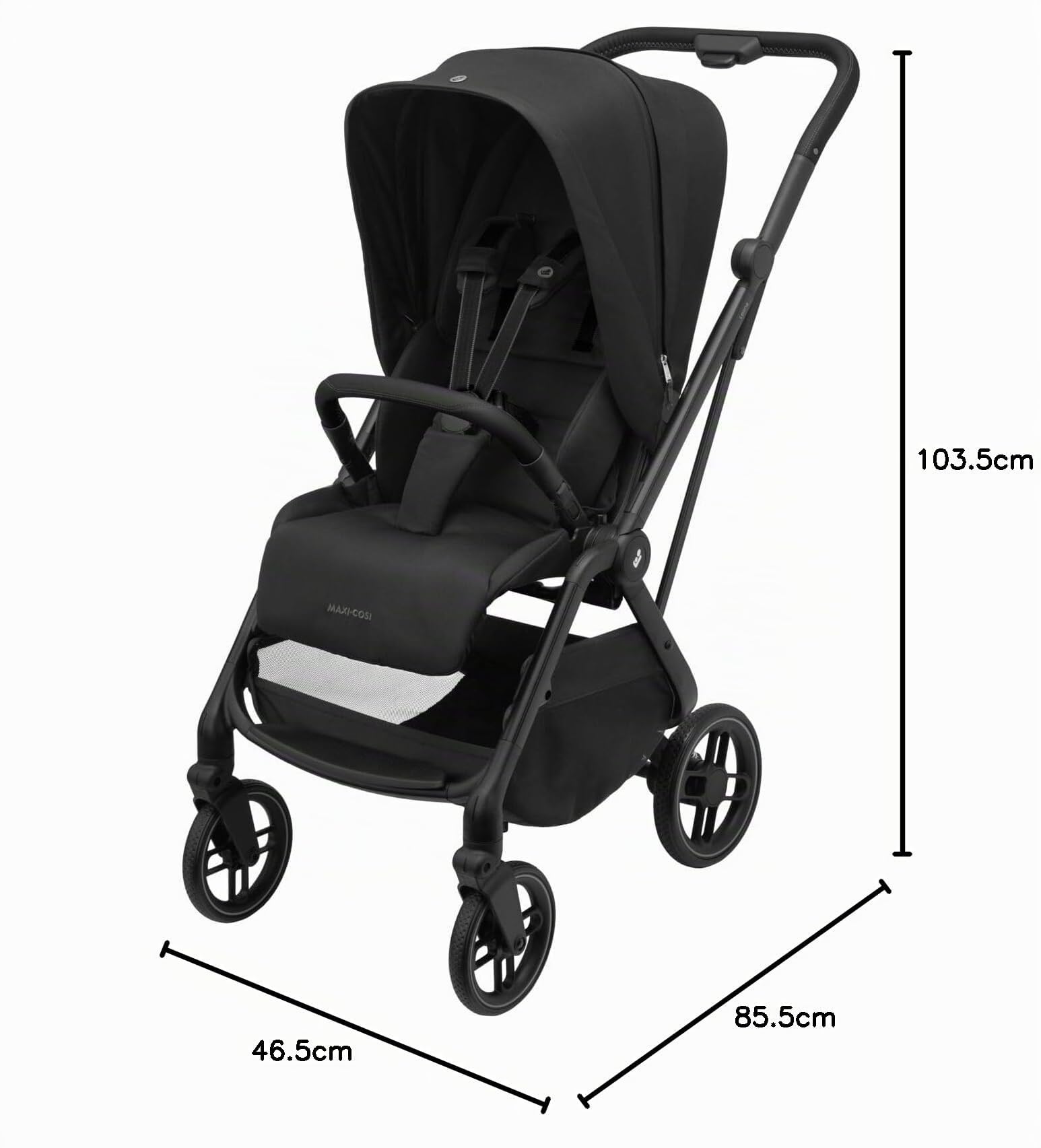 Maxi-Cosi Leona² Poussette ultra compacte, légère, Pliage d’une seule main, Assise réversible, Dossier ajustable, 3 positions d'inclinaison, Inclinable À Plat, 0-4 ans, 0-22 kg, Twillic Black