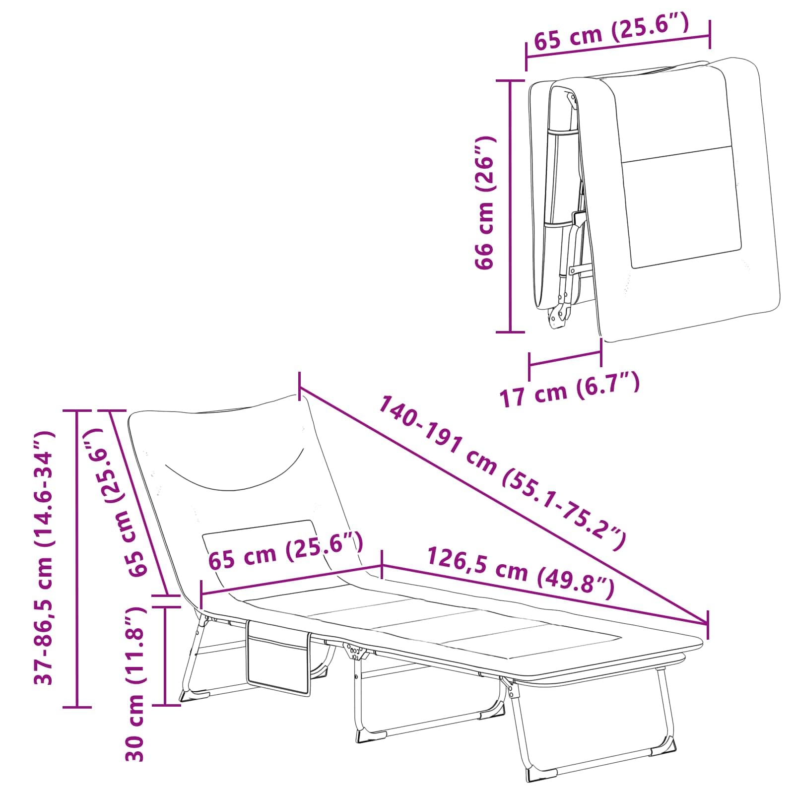 Klappbare Sonnenliege Anthrazit mit Verstellbarer Rückenlehne, deckchair relaxliege liegestuhl strandliege wetterfest faltbar ergonomisch für Garten Balkon terrasse Pool Outdoor Camping