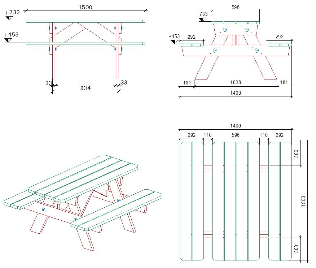 Table de Jardin en Bois Massif de 150 cm, Classe 3 Marron, Faible Encombrement, 100% Française