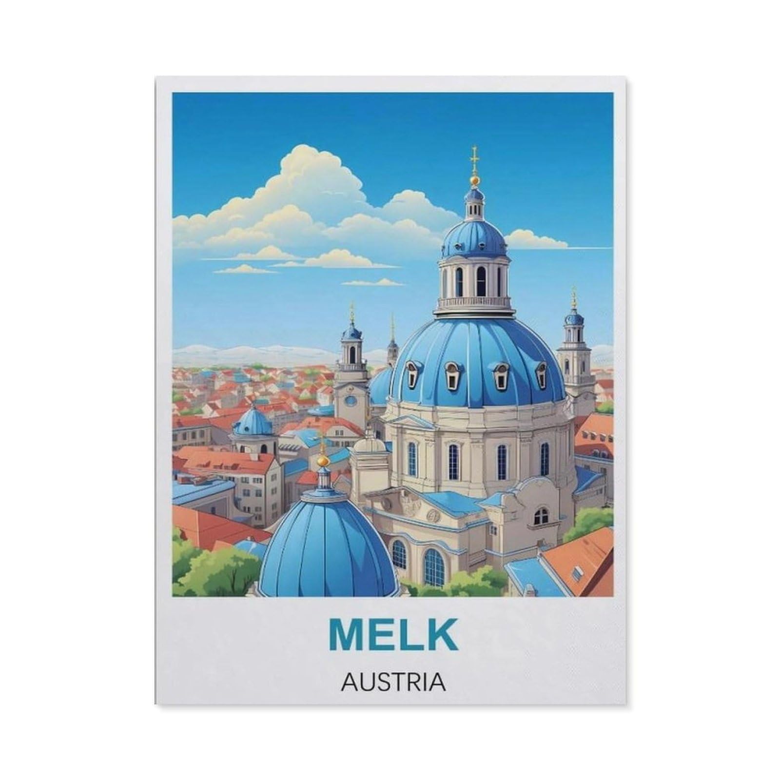 BEAYODKP 5D DIY Diamond Painting kit，Melk Austria Vintage Travel Posters，Round Resin Diamond Cross Stitch, Home Decoration Gift（40 x 50 cm/15.74 x 19.68 inches）-CA25