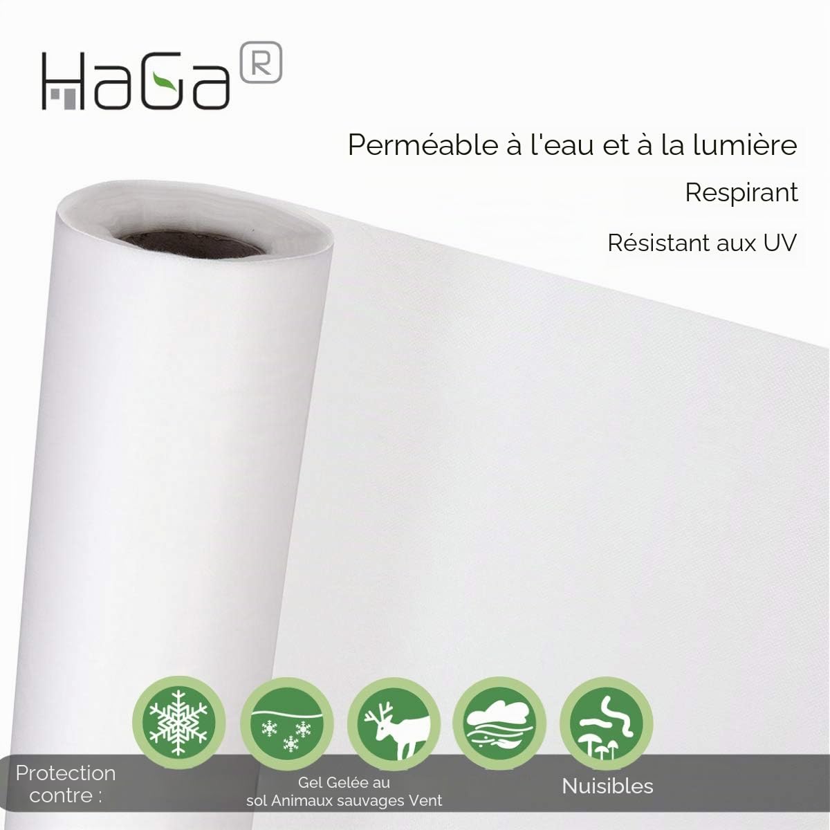 HaGa® Voile d'hivernage pour plantes, protection contre le gel et le froid, 80 g/m², 1,6 m x 10 m - Respectueux de l'environnement - Résistant aux intempéries - Compatible avec les plantes