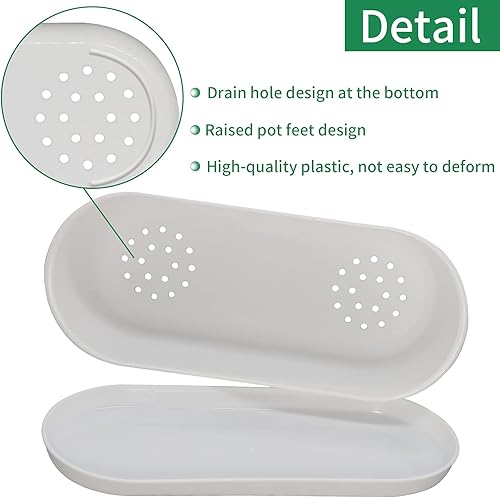 Miniatura 3 de Caja de ventana para plantas con platillos 5 juegos de macetas de plástico con múltiples agujeros de drenaje y bandejas, macetas de flores para el