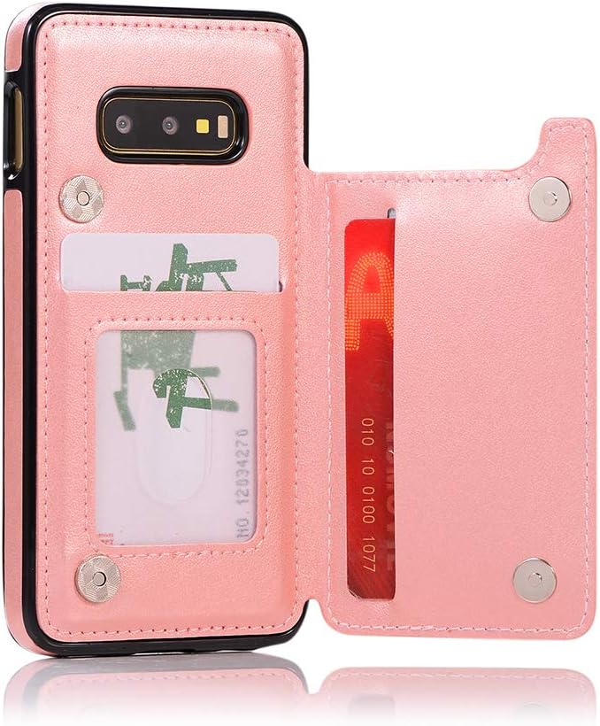 Phone Case for Samsung Galaxy S10e with Tempered Glass Screen Protector and Card Holder Wallet Cover Stand Flip Leather Cell Accessories Glaxay S 10e Gaxaly 10se Galaxies Se10 Cases Women Rose Gold
