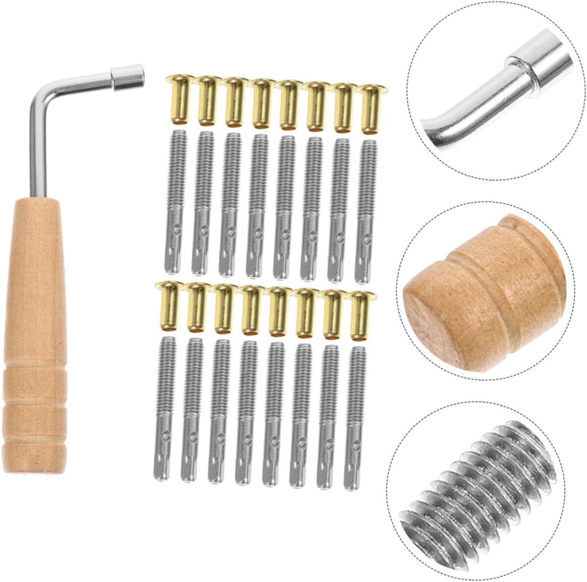 5sets Harp String Tuning Pin and Wrench Lyre Harp Repair Tools Includes Turn and Wrench for Easy Installation for Musicians and Beginners