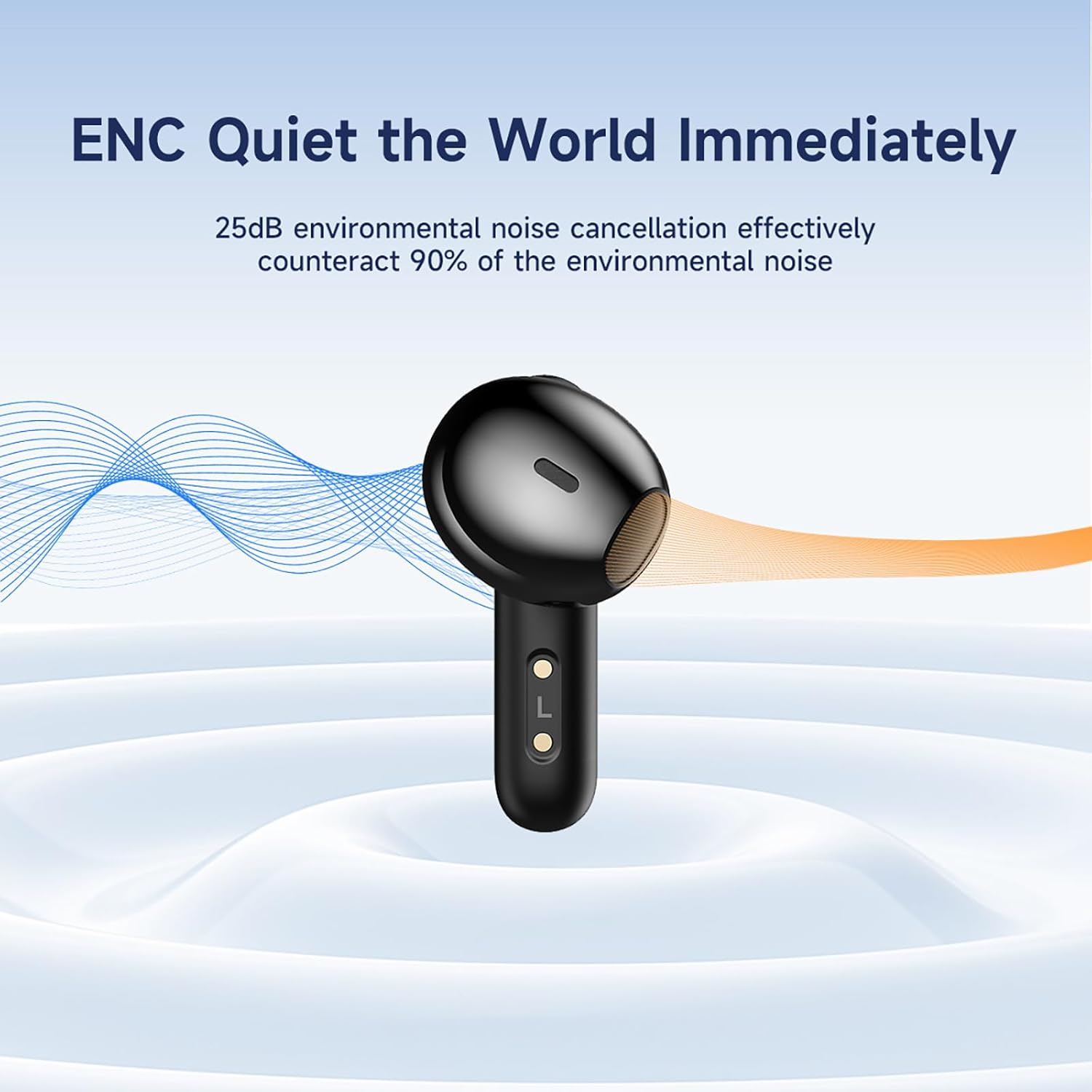 AWEI T66 Wireless Earbuds, Bluetooth 5.3 Headphones Bass Stereo, Ear Buds with Noise Cancelling Mic, IPX6 Waterproof in Ear Earphones, 30H Playtime for Laptop Pad Phones Sports Workout Black