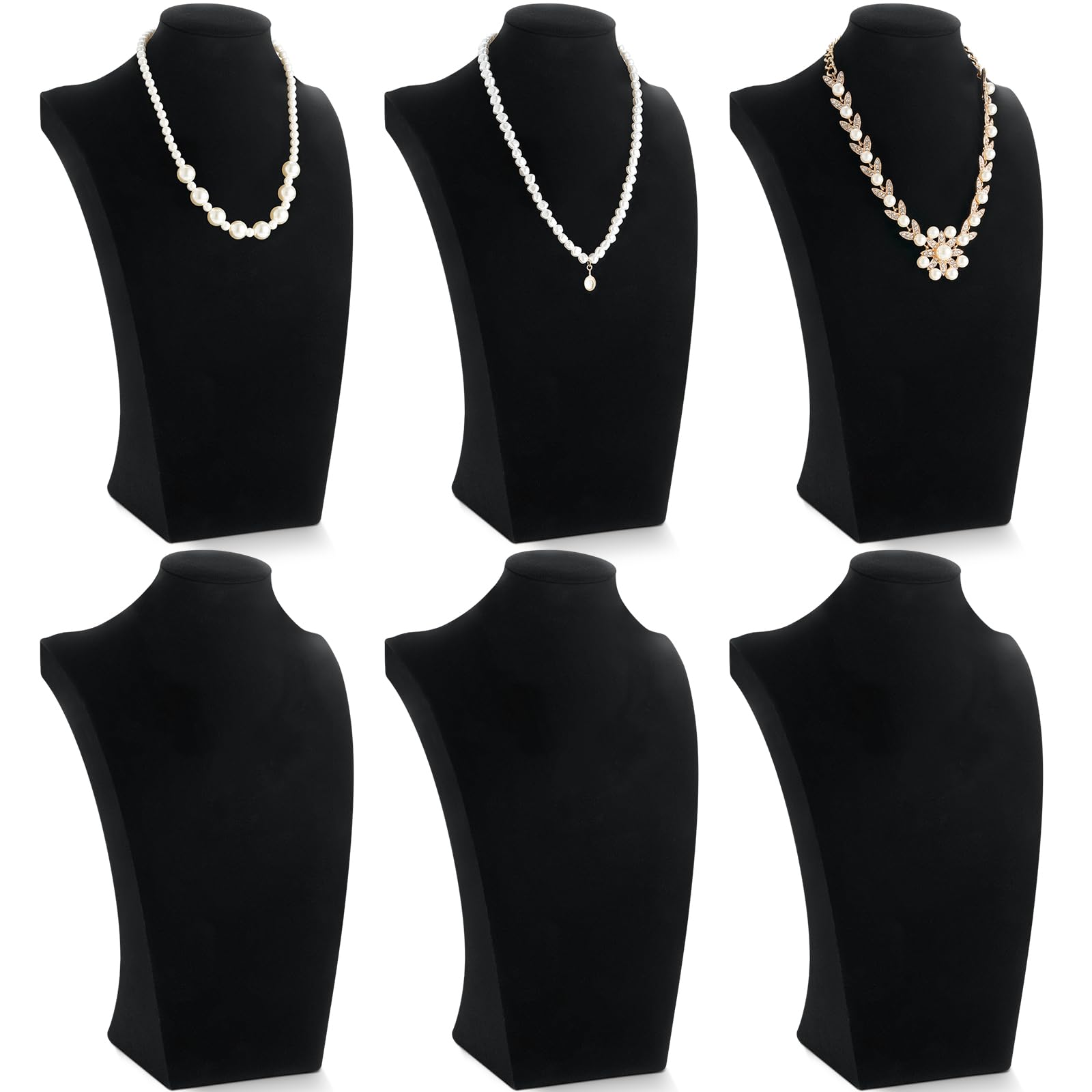 Photo 1 of Kigley 6 Pcs Velvet Jewelry Display Bust Necklace Display Stand Necklace Mannequin Holder Stands for Selling Trade Shows Props (Black)