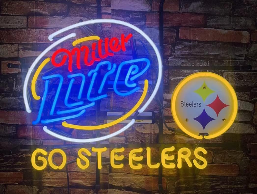 Neon Signs for Wall Decor Compatible For Miller Lite Go Steeler