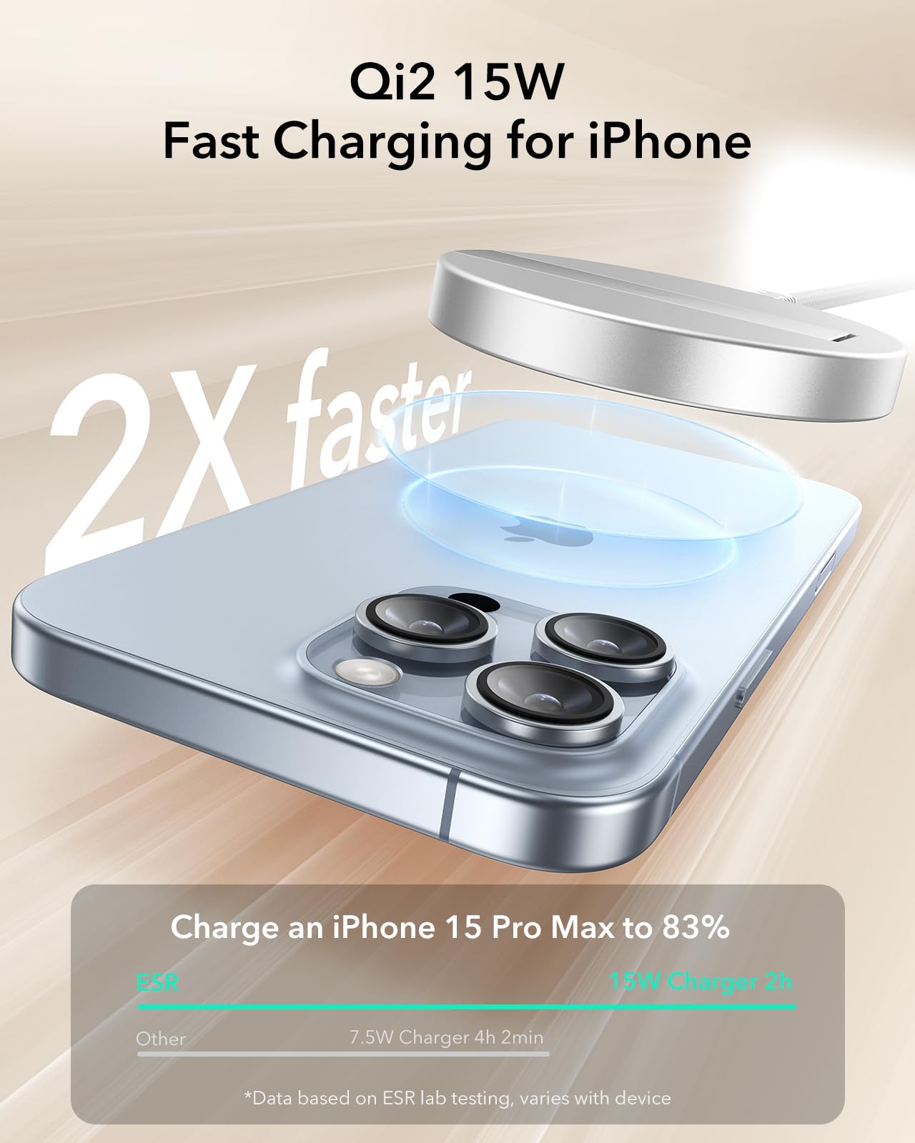 ESR Cargador Magsafe de 15 W, Cargador inalámbrico con Soporte para iPhone 17/17e/16/15/14/13/12, Google Pixel 10, Samsung Galaxy S26/S25 Series, AirPods 4/3/2, estación de Carga inductiva, Blanco