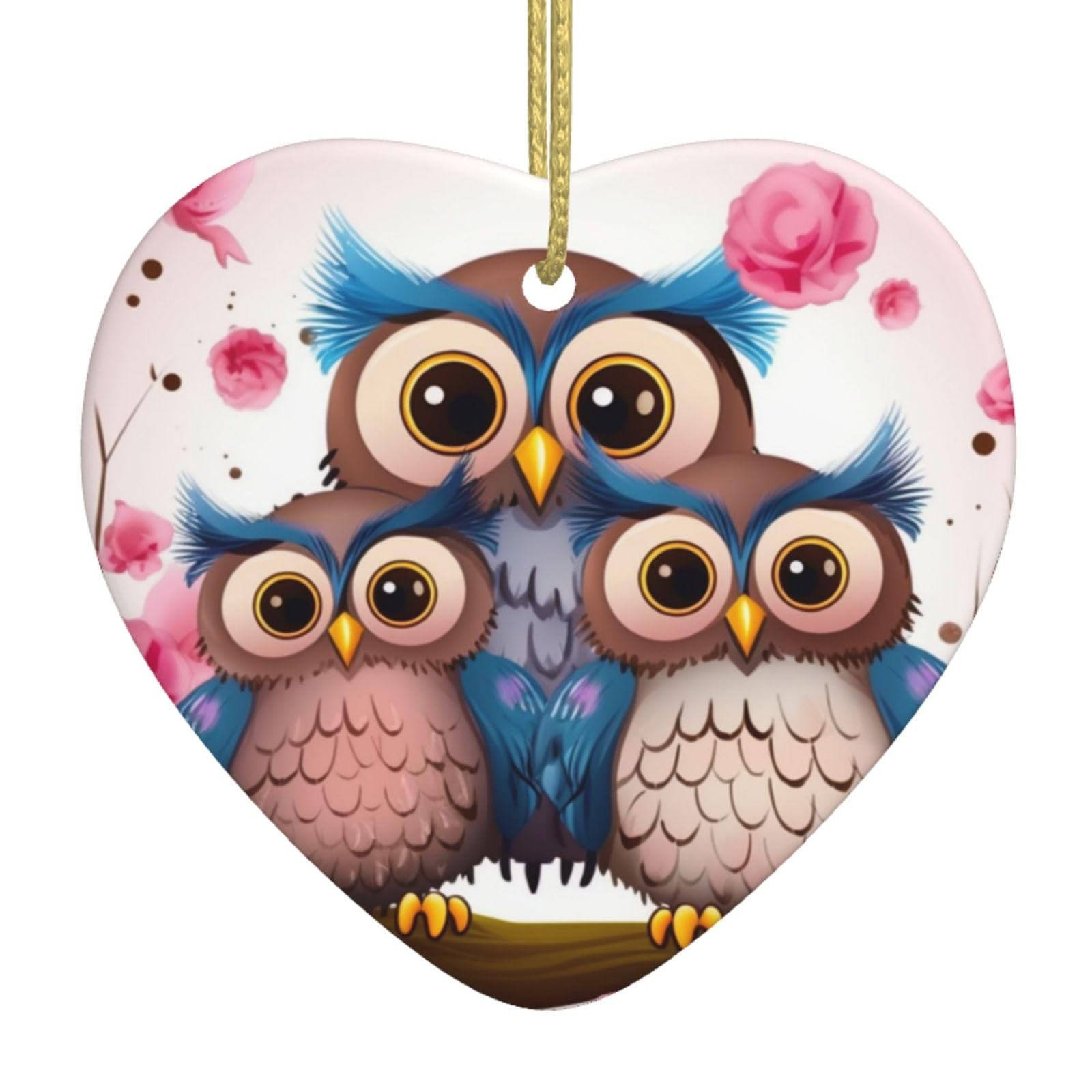 Fodpand Women's White Cute Owls Christmas Ornaments 2025, Gift Exchange For Men, Collectible Ceramic Ornament Heart Hanging Ornaments For Christmas Tree Decoration